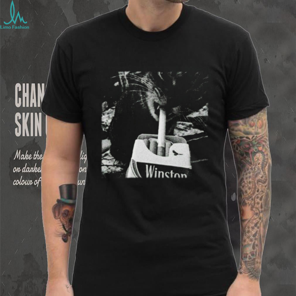 Retro Grunge Smoking Cat Aesthetic Winston Cigarettes T Shirt