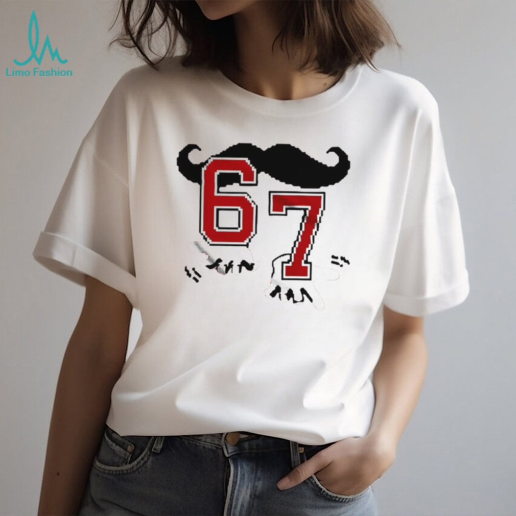 Retro Mustache Number 67 Graphic Sports T Shirt