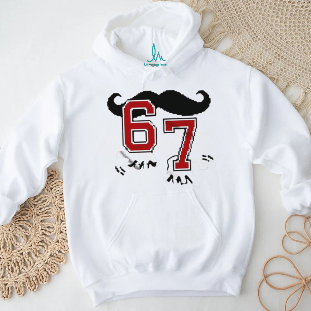 Retro Mustache Number 67 Graphic Sports T Shirt