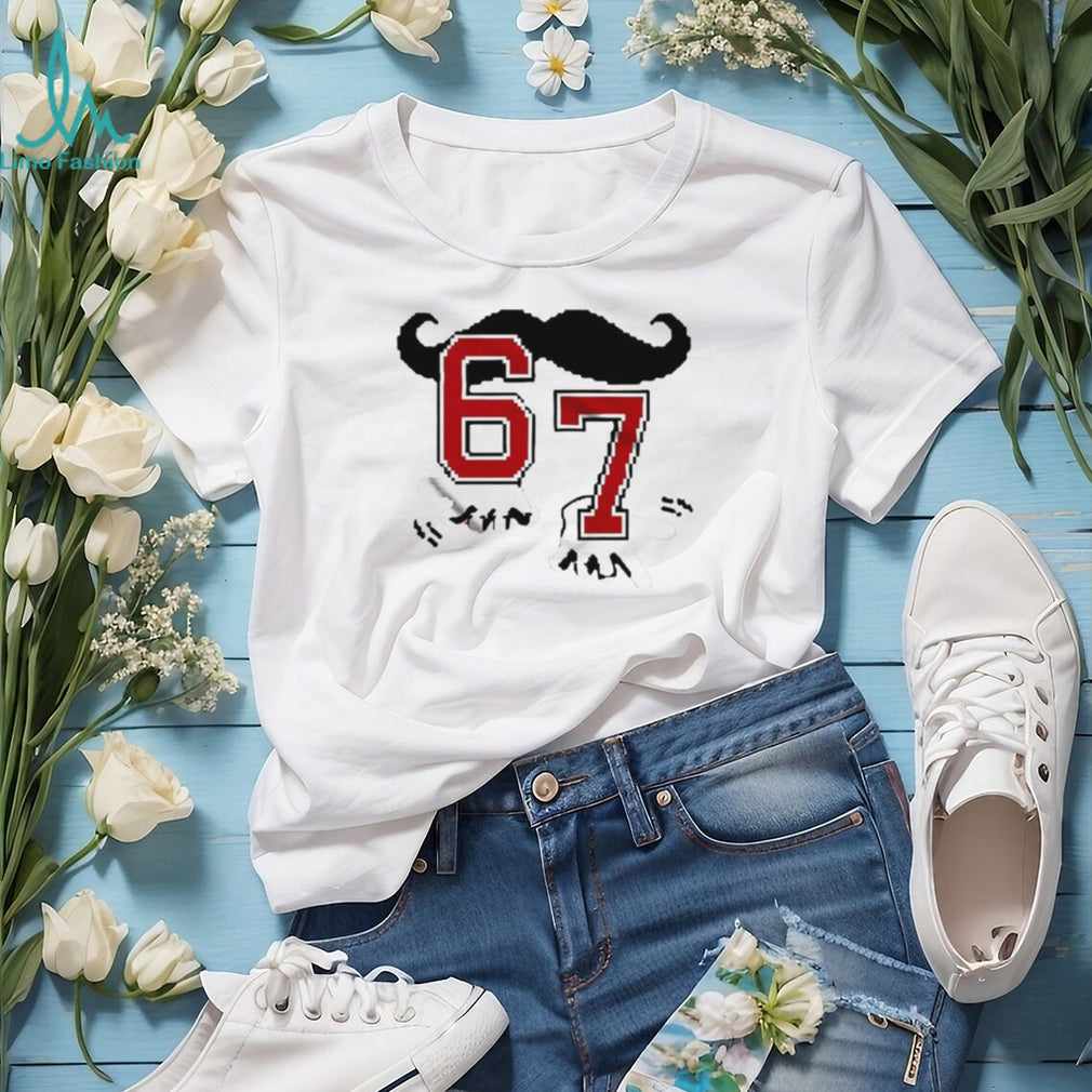 Retro Mustache Number 67 Graphic Sports T Shirt