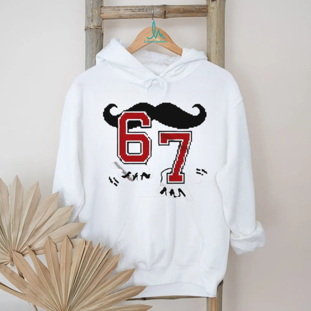 Retro Mustache Number 67 Graphic Sports T Shirt