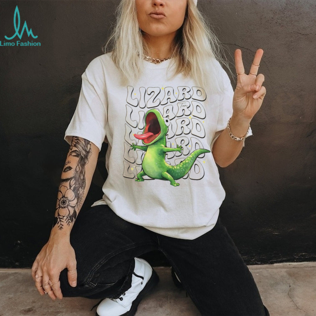 Retro Screaming Green Lizard Groovy Typography Shirt