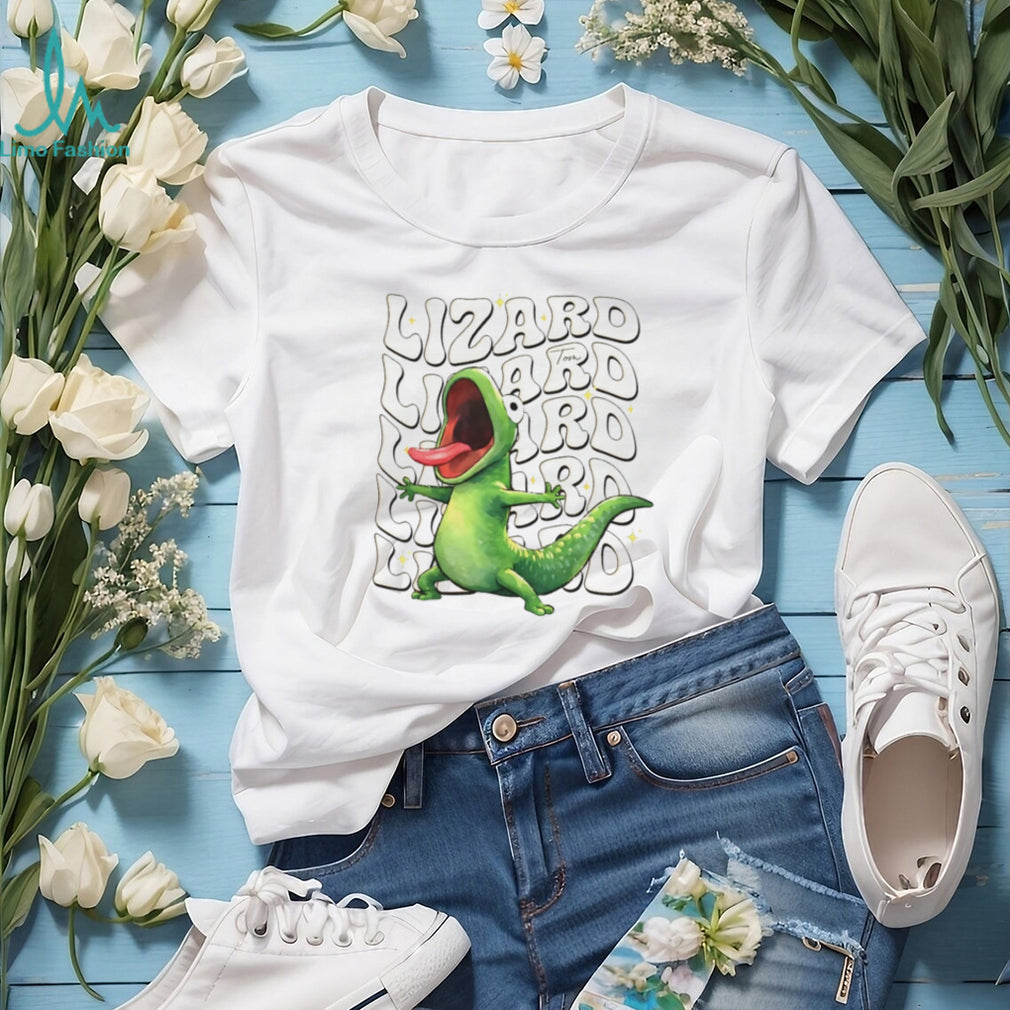 Retro Screaming Green Lizard Groovy Typography Shirt