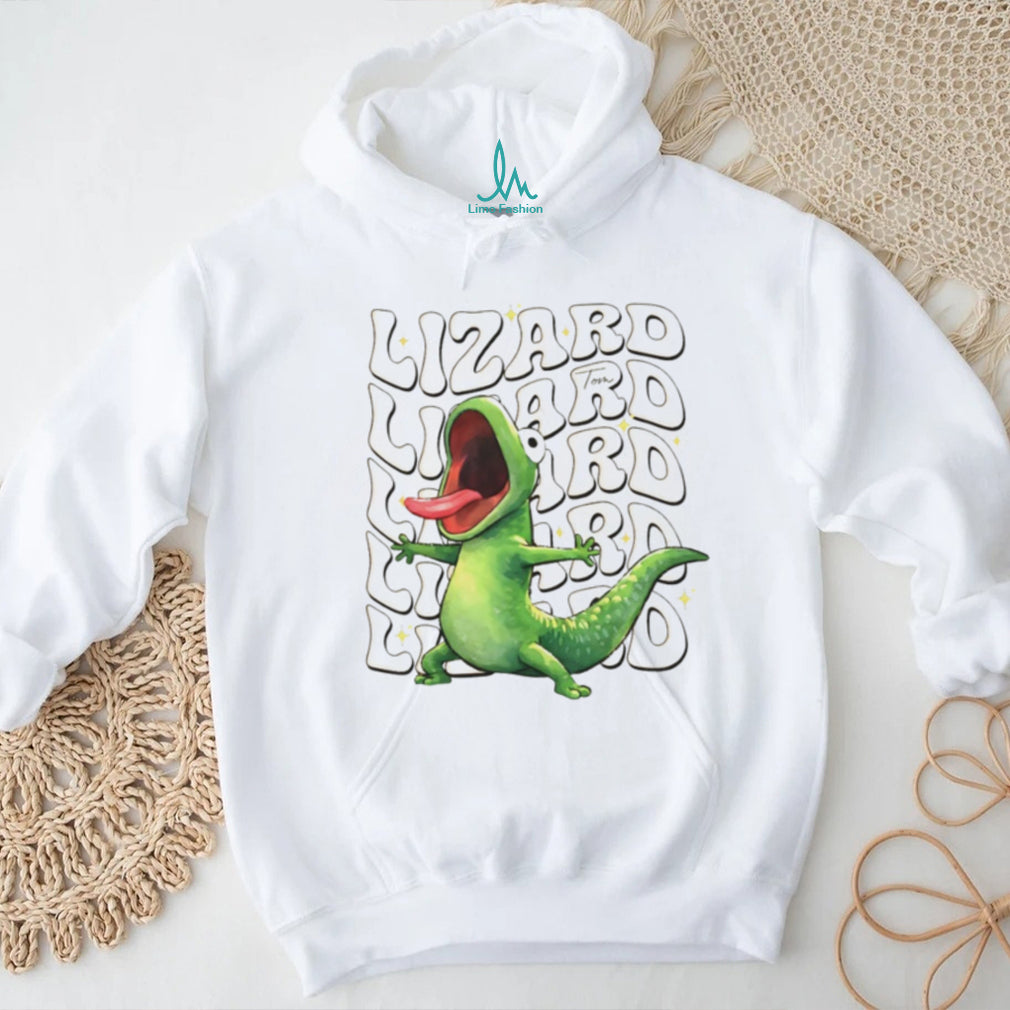 Retro Screaming Green Lizard Groovy Typography Shirt