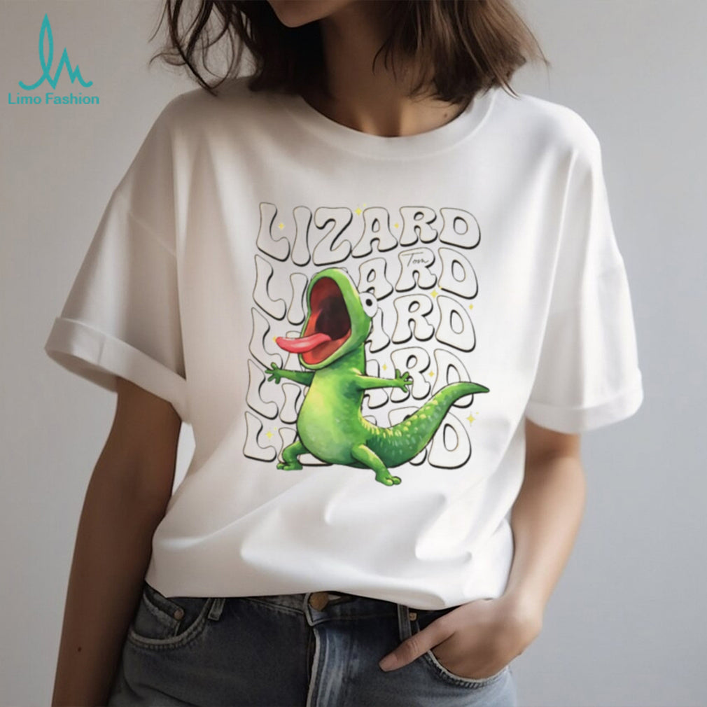 Retro Screaming Green Lizard Groovy Typography Shirt