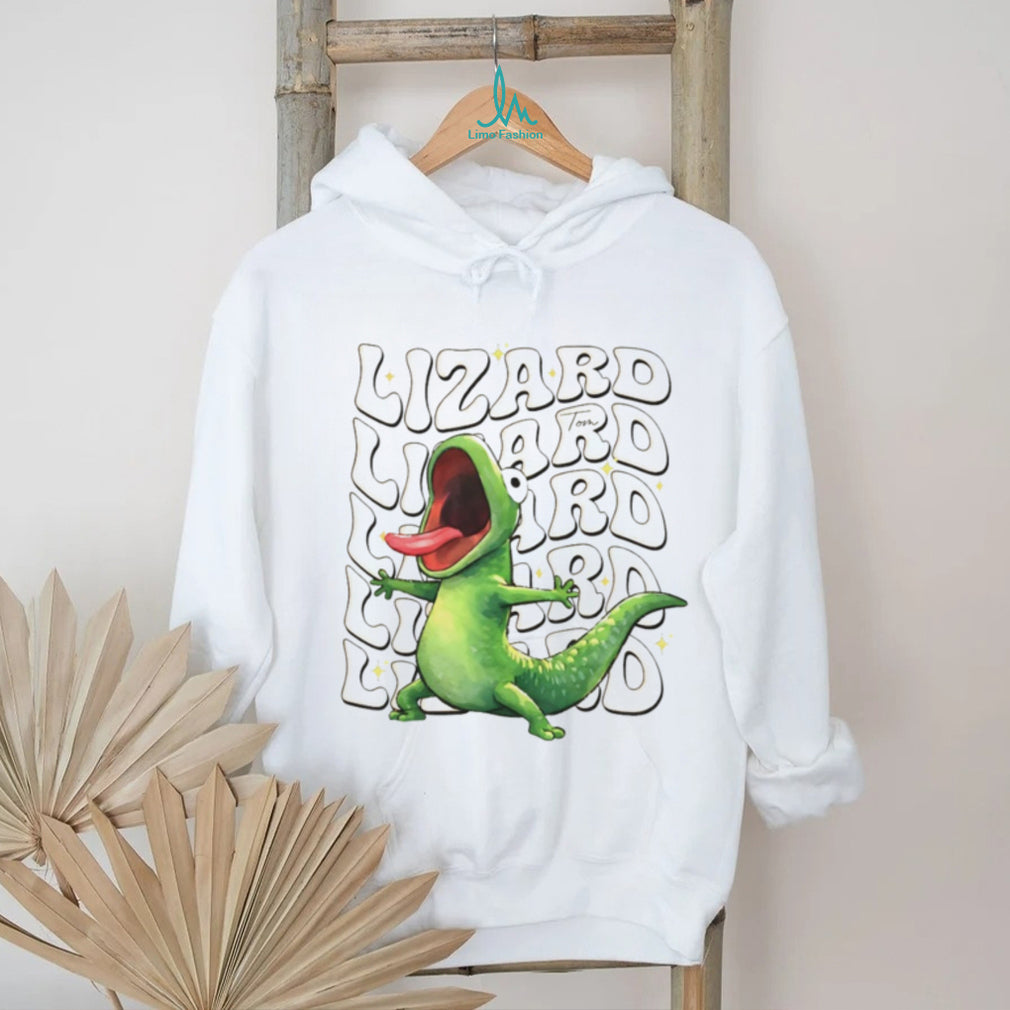 Retro Screaming Green Lizard Groovy Typography Shirt