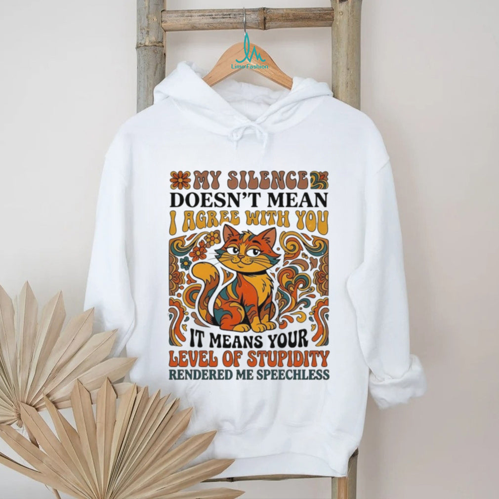 Retro Speechless Cat My Silence Level of Stupidity Sarcasm T Shirt
