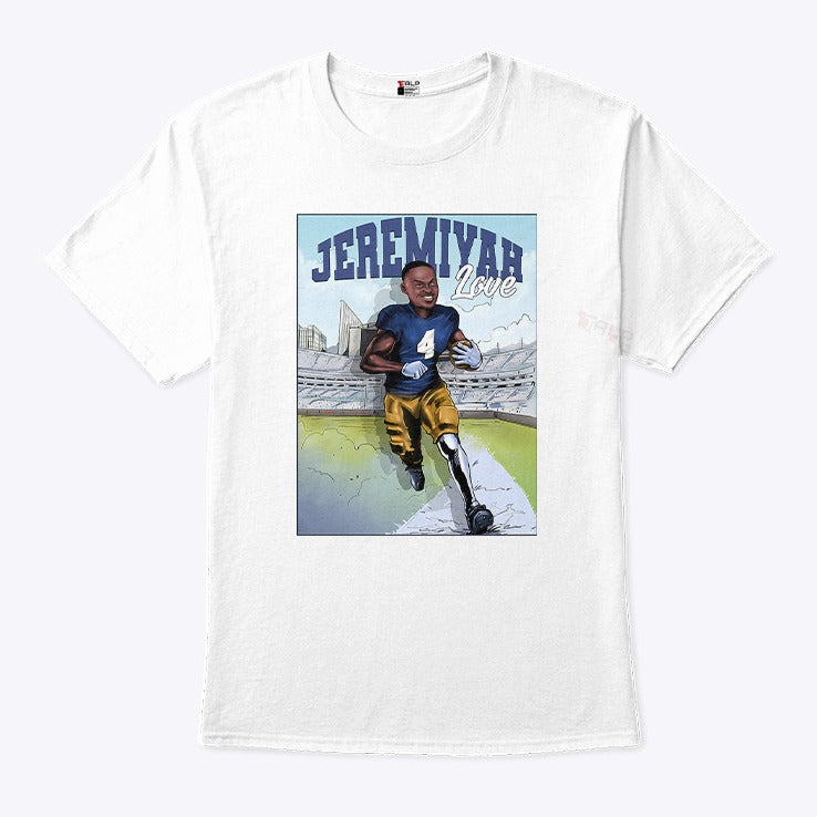 Riley Leonard Wearing Jeremiyah Love Shirt
