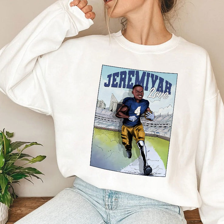 Riley Leonard Wearing Jeremiyah Love Shirt