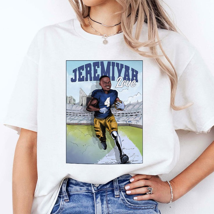 Riley Leonard Wearing Jeremiyah Love Shirt