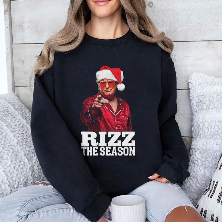 Rizz The Season Trump Christmas Santa Pajama Rizzmas T Shirt