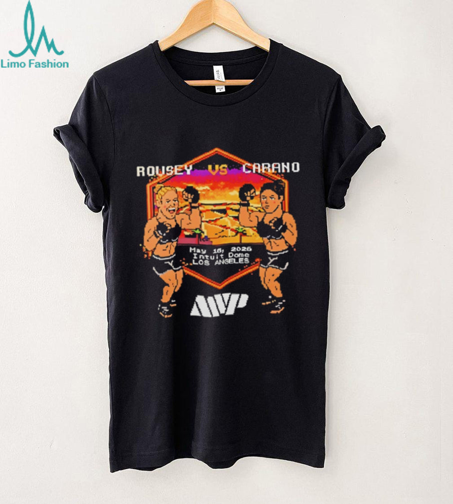 Rousey vs Carano Retro Pixel Art MVP Fight Night 2026 Black T Shirt