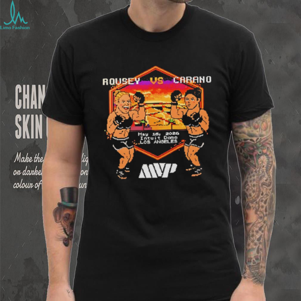 Rousey vs Carano Retro Pixel Art MVP Fight Night 2026 Black T Shirt
