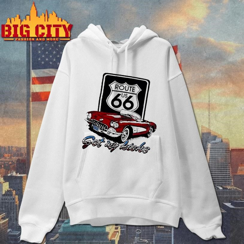 Route Us 66 Classic Red Corvette Got My Kicks Car Shirt
