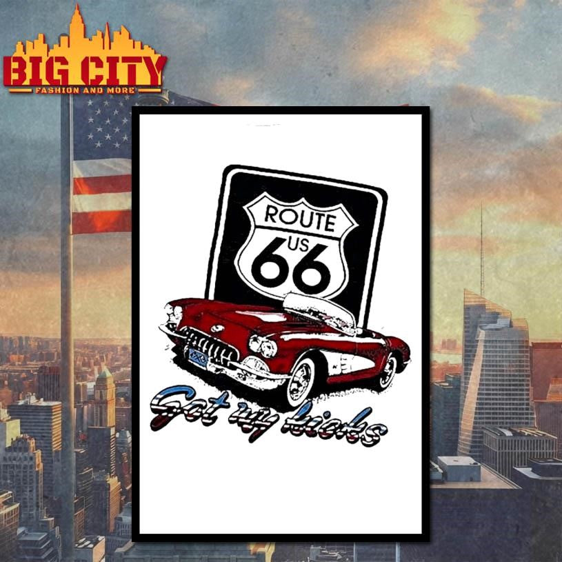 Route Us 66 Classic Red Corvette Got My Kicks Car Shirt