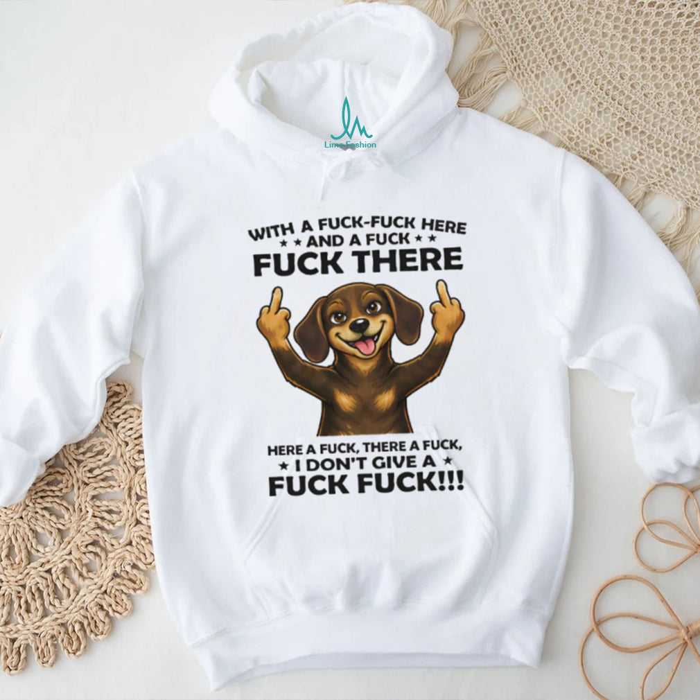 Rude Dachshund “I Don’t Give a Fuck” Middle Finger T Shirt
