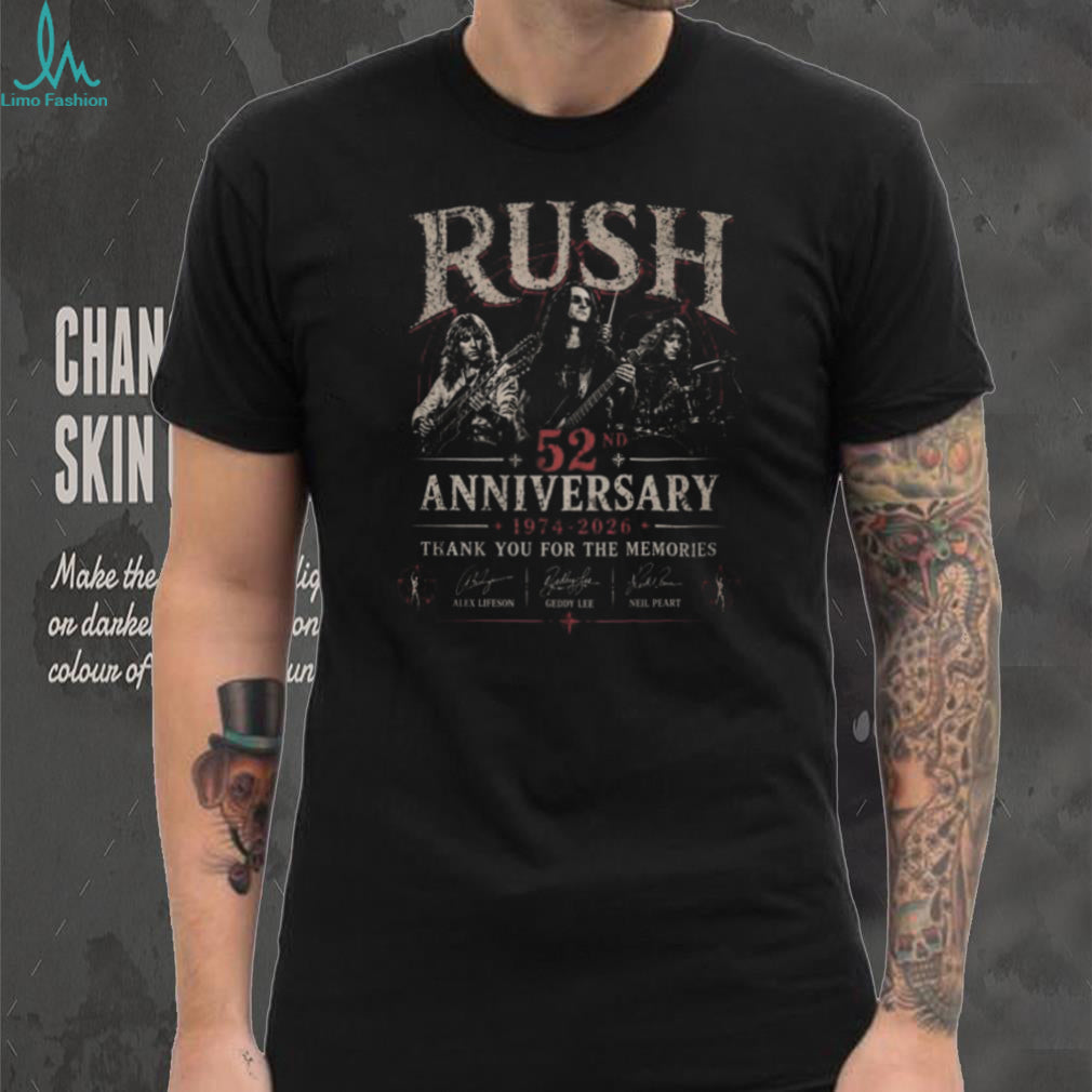 Rush Band 52nd Anniversary 1974 2026 Signatures Tribute T Shirt