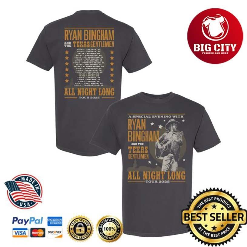Ryan Bingham 2025 All Night Long Fall Tour Two Sided Shirt