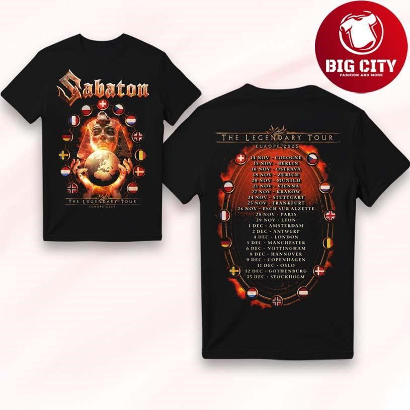 Sabaton Flags of Europe 2025 Tour Two Sided Shirt