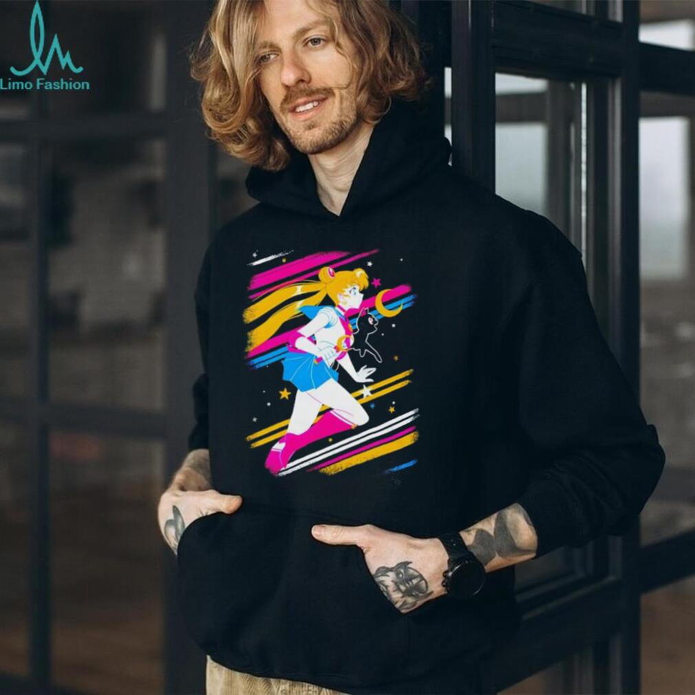 Sailor Moon and Luna Retro 80s Style Aesthetic Black T shirt