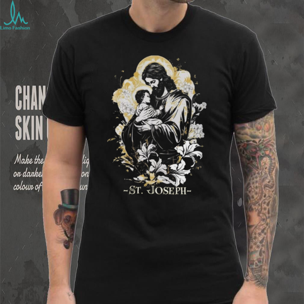 Saint Joseph and Child Jesus Catholic Religious Art T Shirt