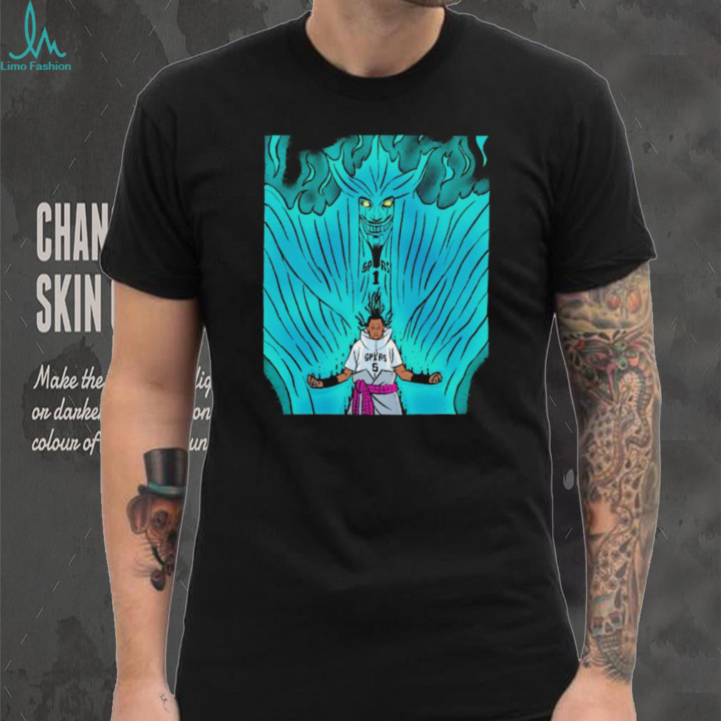 San Antonio Spurs Anime Style Graphic T Shirt Teal Energy Design
