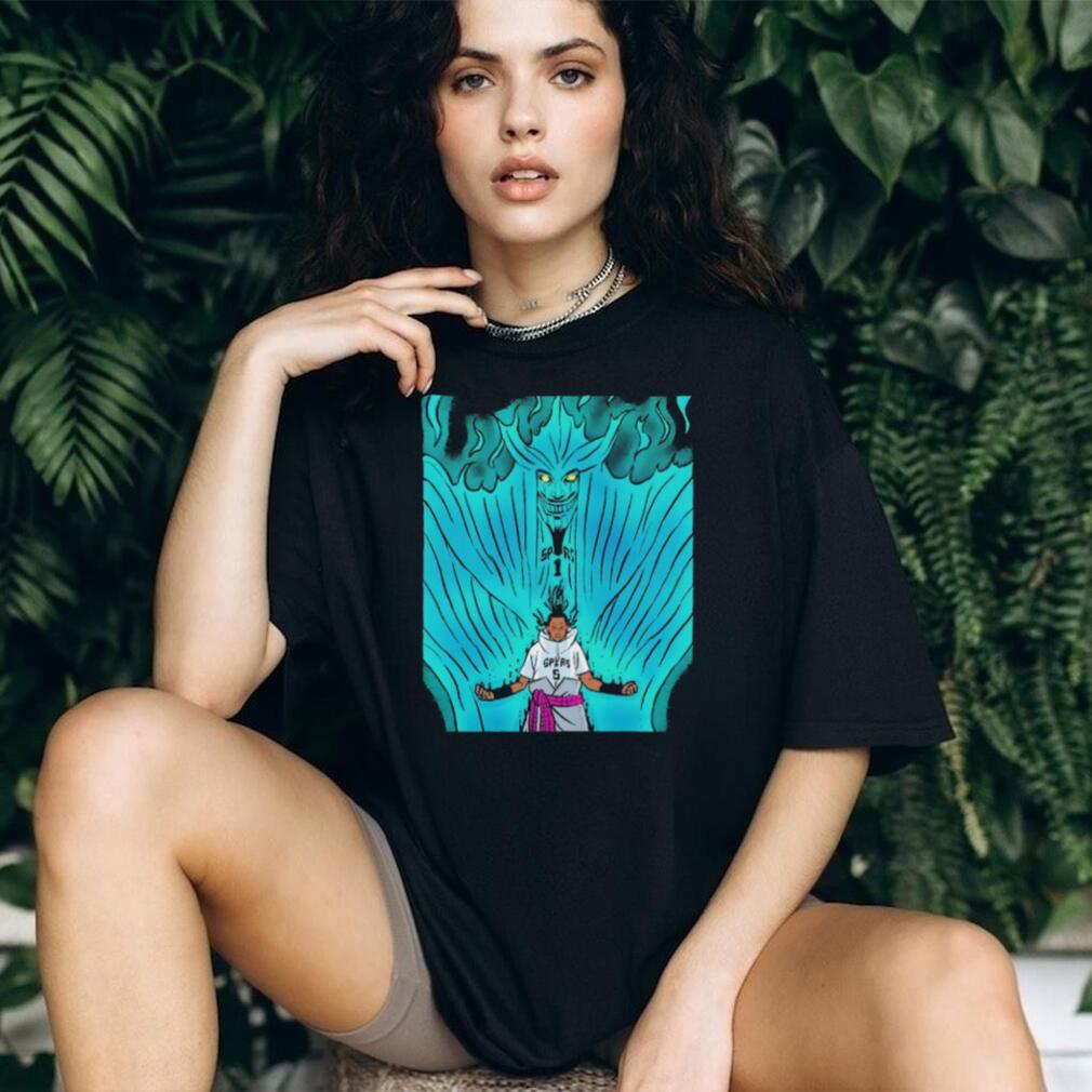San Antonio Spurs Anime Style Graphic T Shirt Teal Energy Design