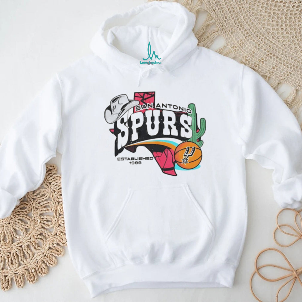San Antonio Spurs Basketball Established 1988 Vintage Style T Shirt Texas State Map Cactus & Cowboy Hat NBA Fan Apparel