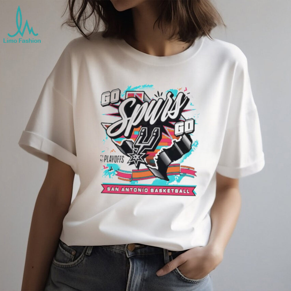 San Antonio Spurs Basketball Playoff Retro Style T Shirt Go Spurs Go Graphic T shirt