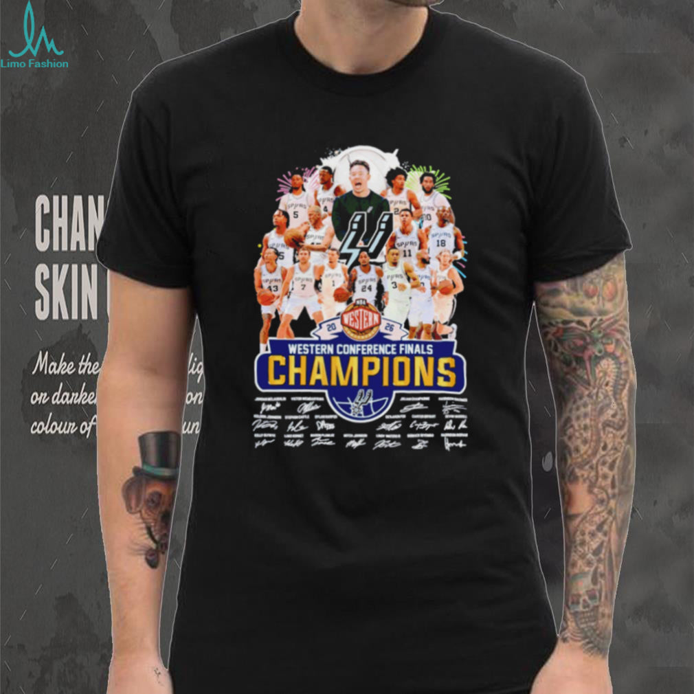 San Antonio Spurs Basketball Western Conference Champions 2026 signatures shirt