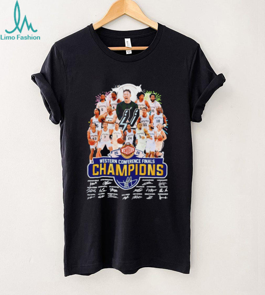 San Antonio Spurs Basketball Western Conference Champions 2026 signatures shirt