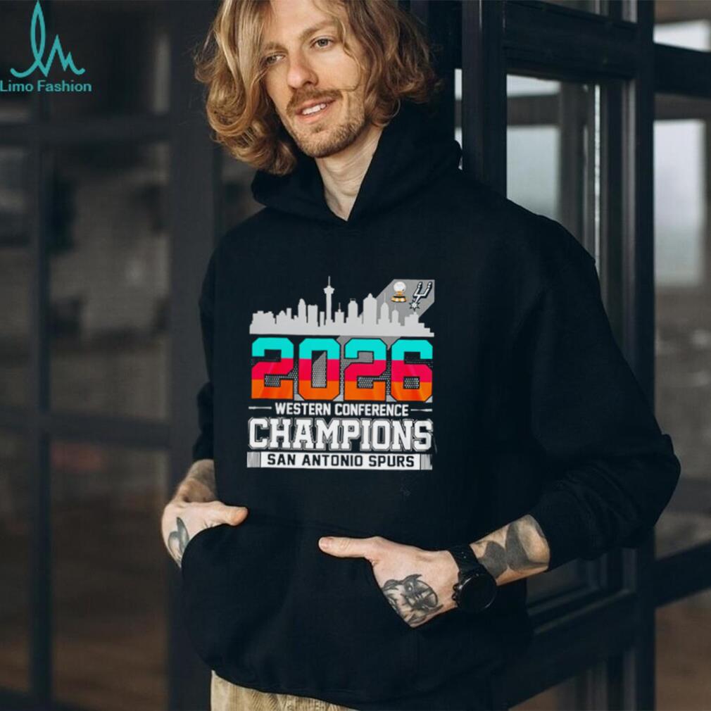 San Antonio Spurs Basketball Western Conference Champions 2026 skyline shirt