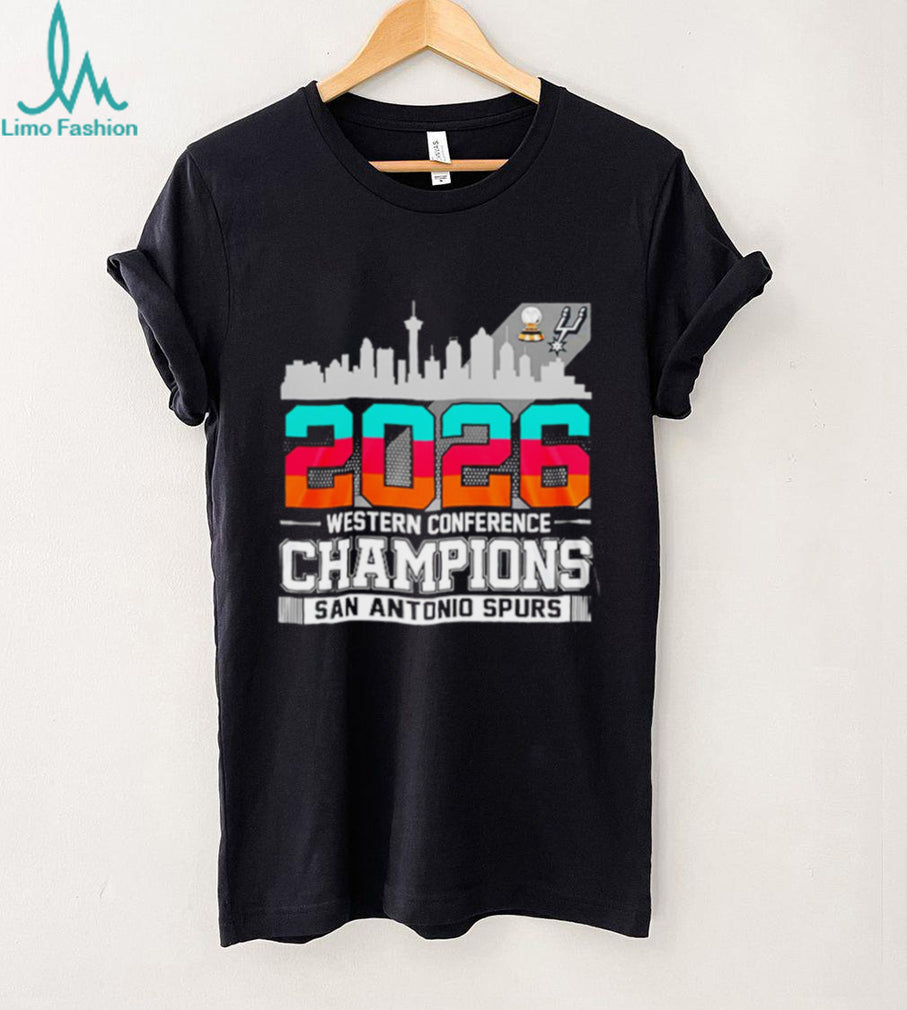 San Antonio Spurs Basketball Western Conference Champions 2026 skyline shirt