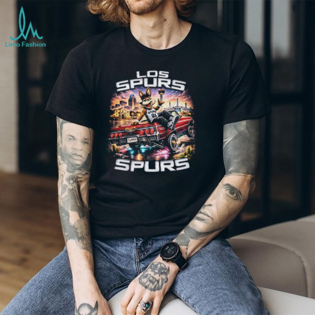 San Antonio Spurs Coyote Mascot Lowrider Custom Graphic T Shirt