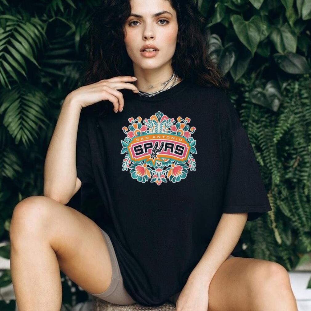San Antonio Spurs Floral Mandala Heritage Design Black T Shirt