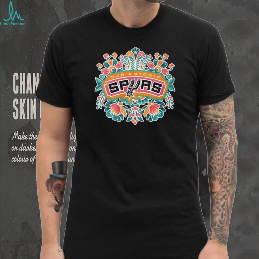 San Antonio Spurs Floral Mandala Heritage Design Black T Shirt