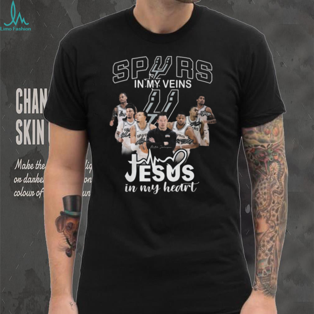 San Antonio Spurs In My Veins Jesus In My Heart Players Signatures T Shirt