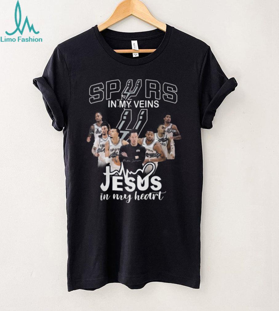 San Antonio Spurs In My Veins Jesus In My Heart Players Signatures T Shirt