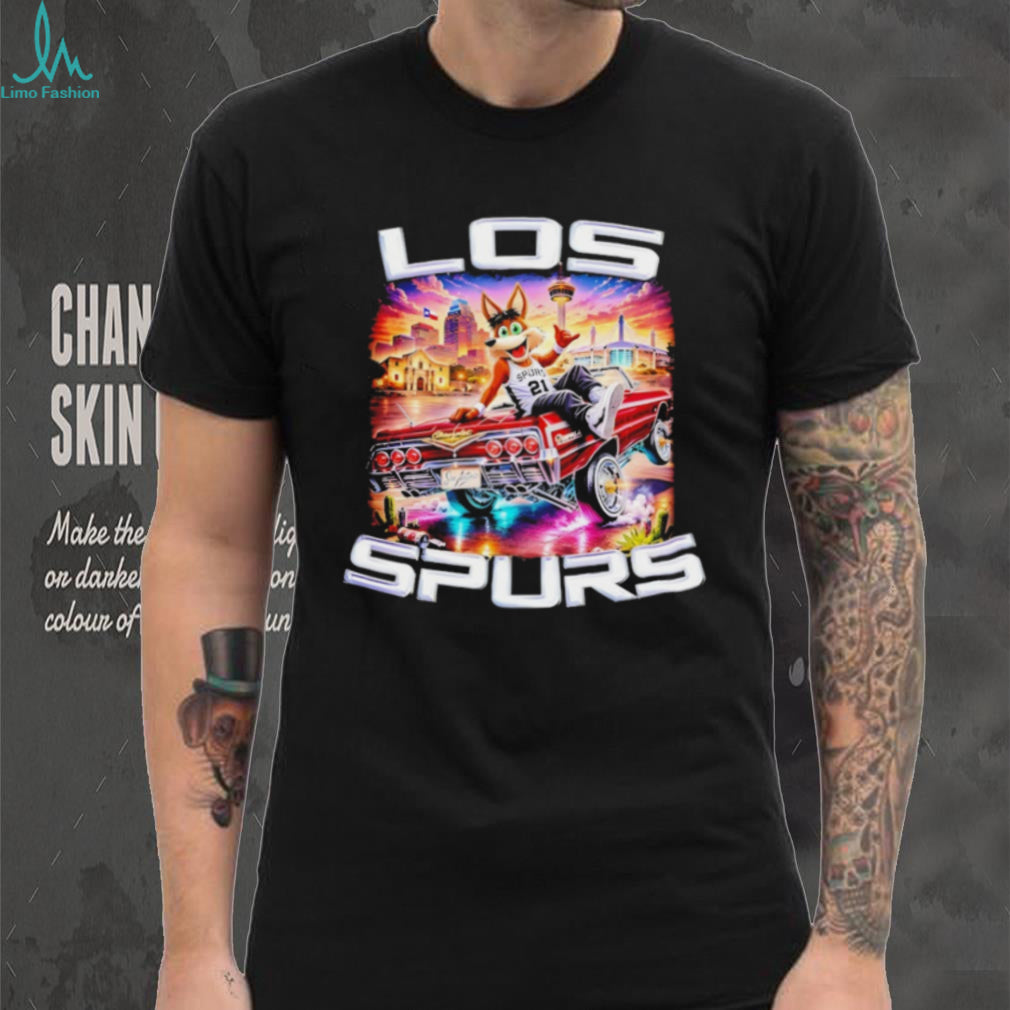 San Antonio Spurs Los Spurs Coyote Mascot Lowrider Custom Graphic T Shirt