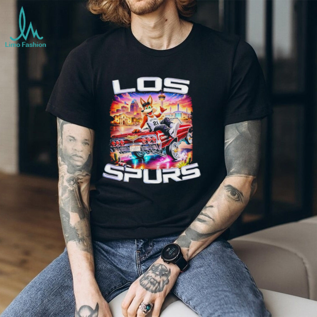 San Antonio Spurs Los Spurs Coyote Mascot Lowrider Custom Graphic T Shirt