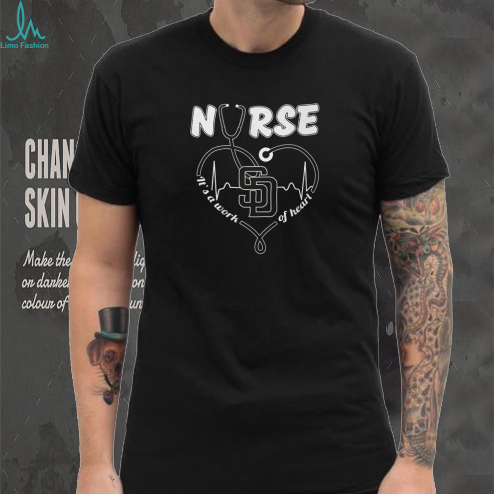 San Diego Baseball Fan Nurse Stethoscope Heart Beat San Diego Padres T Shirt
