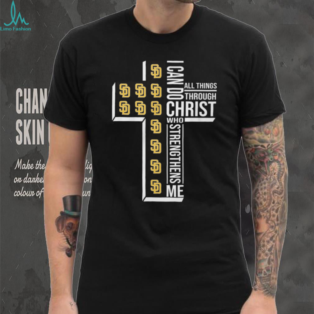 San Diego Padres Baseball Cross “I Can Do All Things Through Christ” T Shirt
