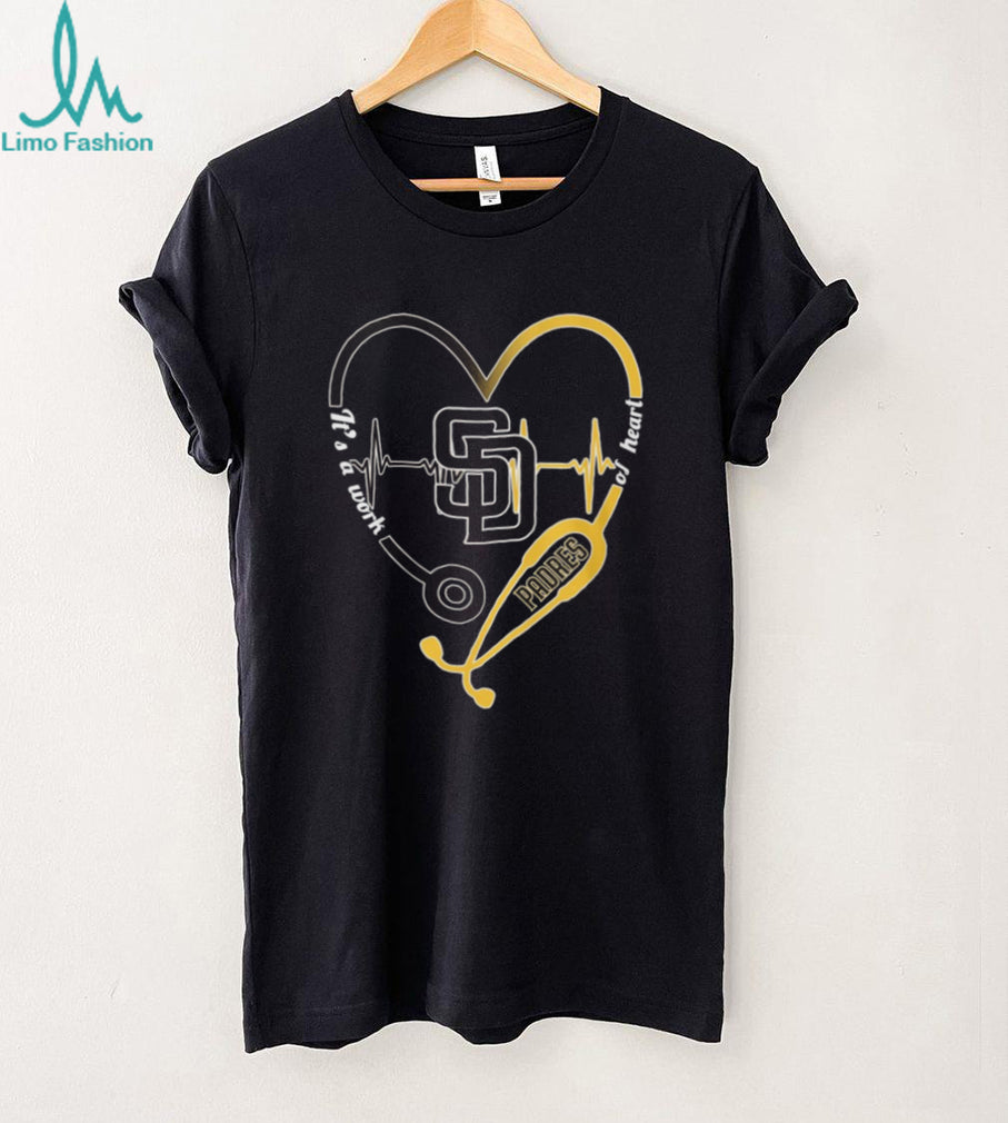 San Diego Padres Baseball Heartbeat Stethoscope Healthcare Worker Fan T Shirt