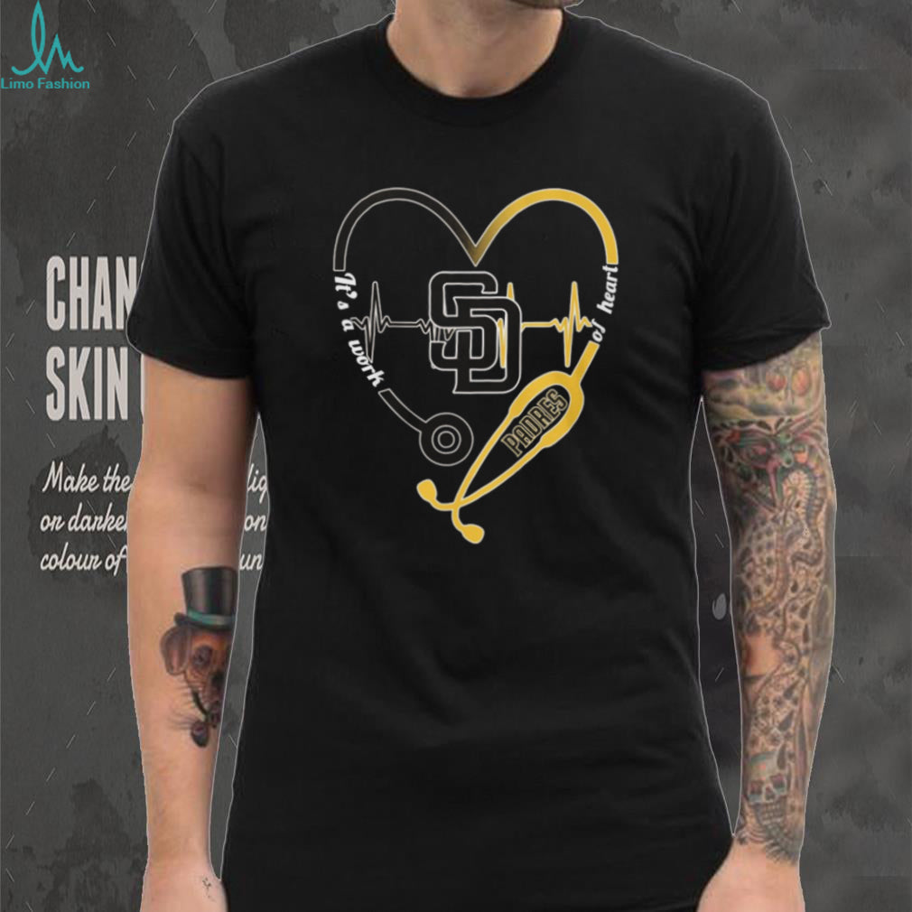 San Diego Padres Baseball Heartbeat Stethoscope Healthcare Worker Fan T Shirt