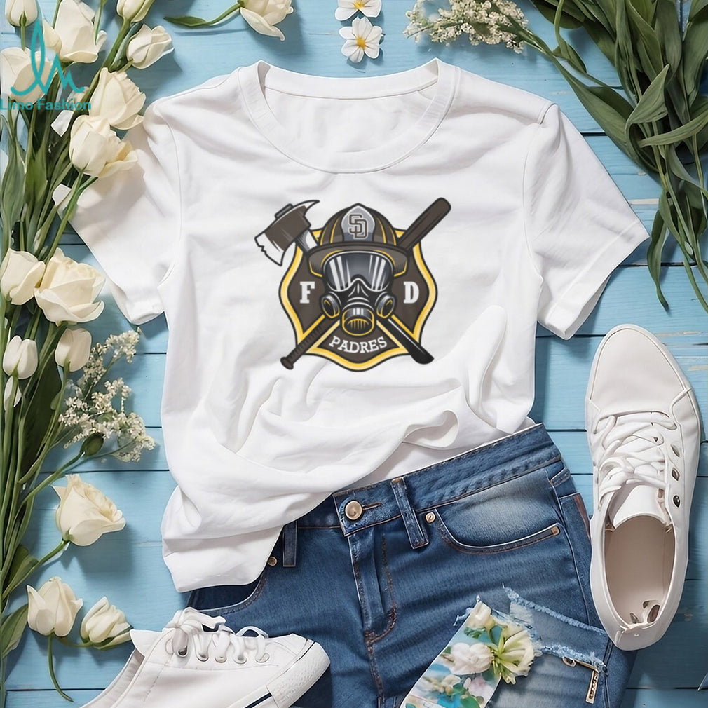 San Diego Padres Fire Department FD Logo Baseball Fans First Responders White T Shirt