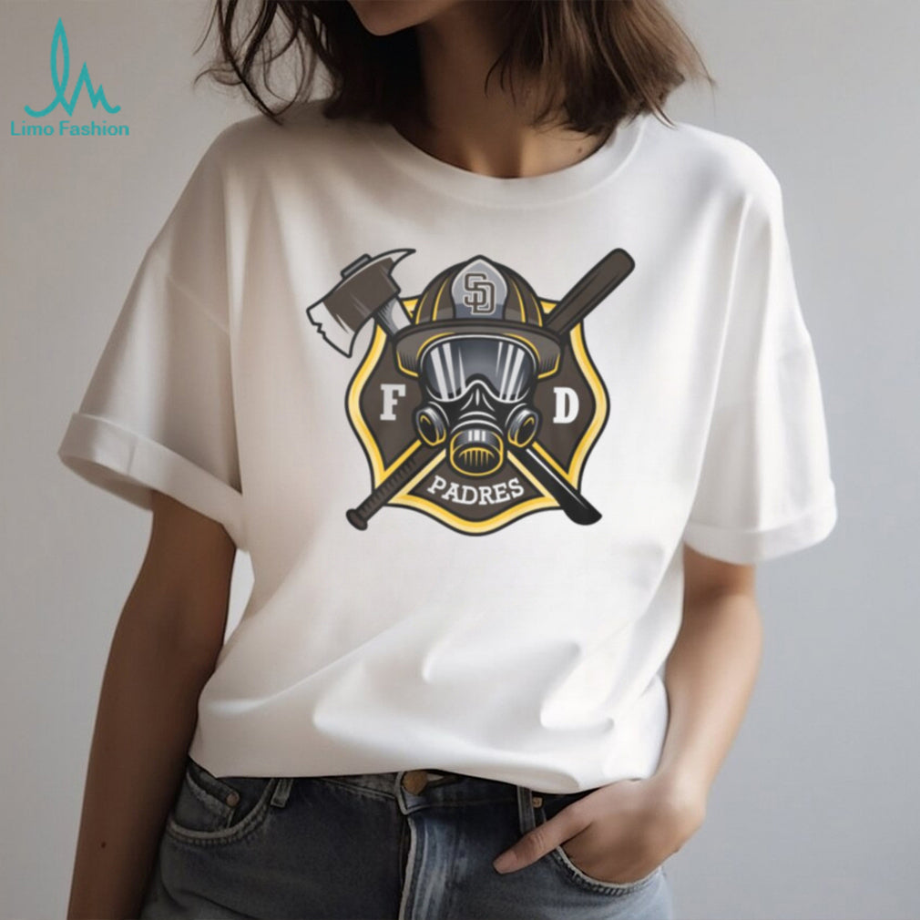 San Diego Padres Fire Department FD Logo Baseball Fans First Responders White T Shirt