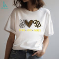 San Diego Padres Peace Love Padres Glitter Logo Baseball T Shirt