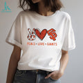 San Francisco Giants Peace Love Giants Red Glitter Baseball T shirt