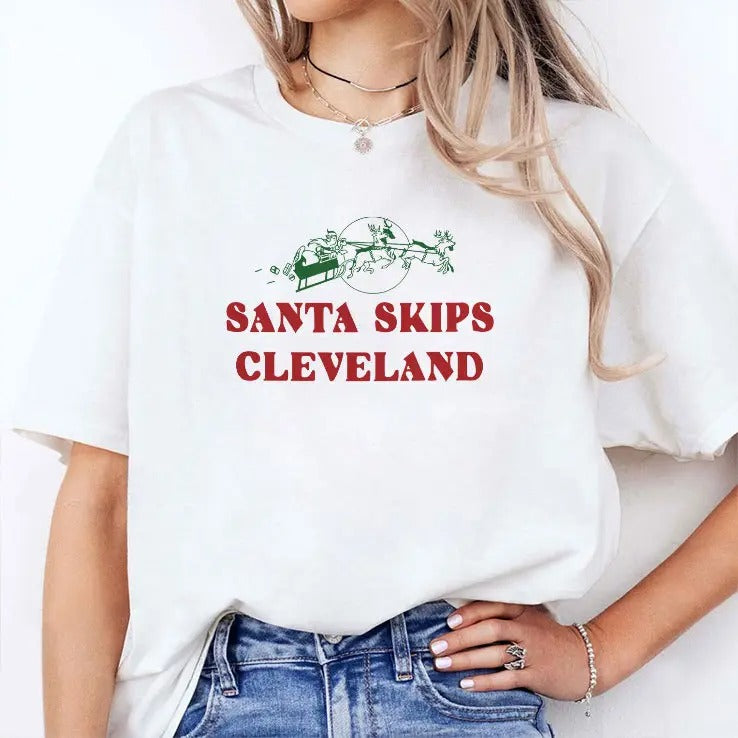 Santa Skips Cleveland T Shirt