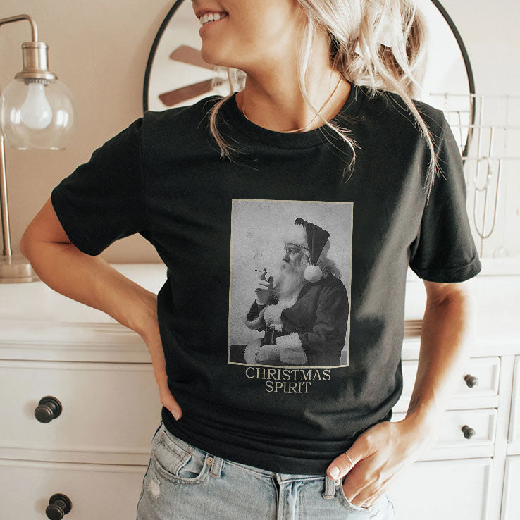 Santa Smoking Christmas Spirit T Shirt